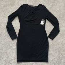 New Guess Black Long Sleeve Bodycon LS Addison Laced Up Dress Large W64K0MR49A0