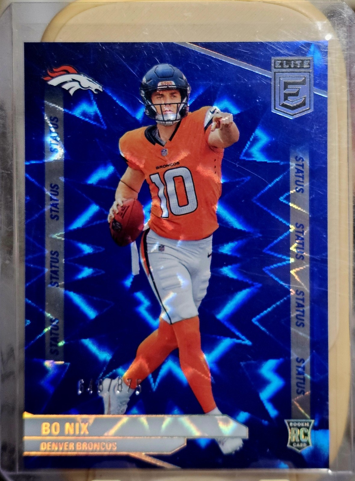 2024 Panini Donruss Elite Bo Nix #175 Rc Status Explosion Blue 648 /875  Broncos