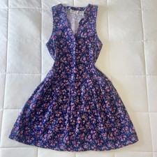 Vintage 1990s Amanda Nicole Women's S Purple Floral Corduroy Loose Jumper Dress