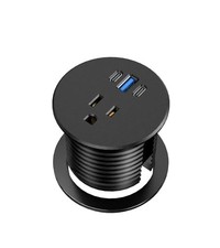 Desk Grommet Power Outlet, 2.5 inch Desktop Recessed Outlet with 20W 6FT Black