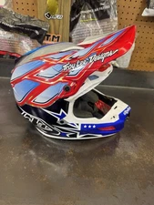 Troy Lee Designs SE5 Carbon Offroad Helmet Wings Navy, Size Medium Red