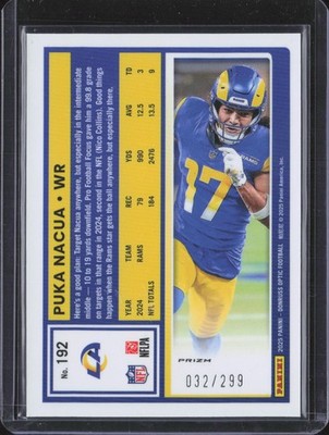 2025 Donruss Optic #192 Puka Nacua Orange #/299