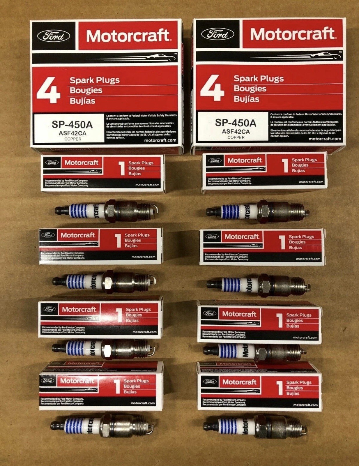 Set of 8: OEM Genuine Ford Motorcraft Copper Spark Plugs SP450X ASF42CA