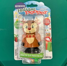 Holiday Pooper Reindeer Candy Dispenser Wind Up Toy Treat Street