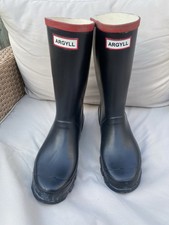 Hunter Argyll Short Knee Rubber Black Wellington Boots Size UK7/EU40/41