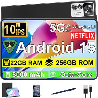 2026 Neu Tablet Android 15 22GB+256GB 10.1 Zoll Octa-Core Wifi 8000mAh Netflix