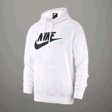NIKE Sportswear Club Fleece Pullover Hoodie Sz Small White Black Air Max Logo GC
