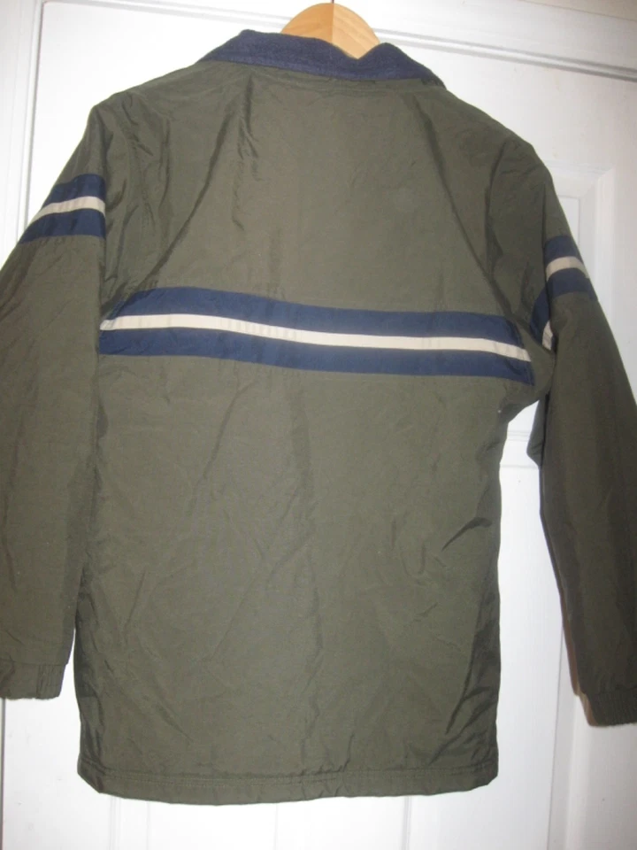 MEN'S VTG CLUB CLASS Y2K MOSS GREEN NAVY STRIPE ZIP FRONT CAR COAT SIZE L - Image 3 of 4