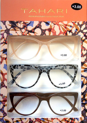 TAHARI 3-PACK PREMIUM READING GLASSES READERS +3.00 NEW AUTHENTIC