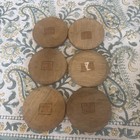 Vintage 6 Piece 3” Round Wood & Cork Coaster Set — photo 3