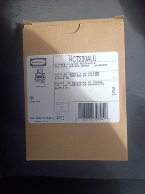 HUBBELL 15A Kitchen Counter Receptacle, Surface Mount, Pop Up RCT200ALU Aluminum