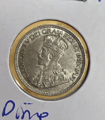 1936 Canadian 80% Silver 10 Cents King George V Circulated Canada Dime