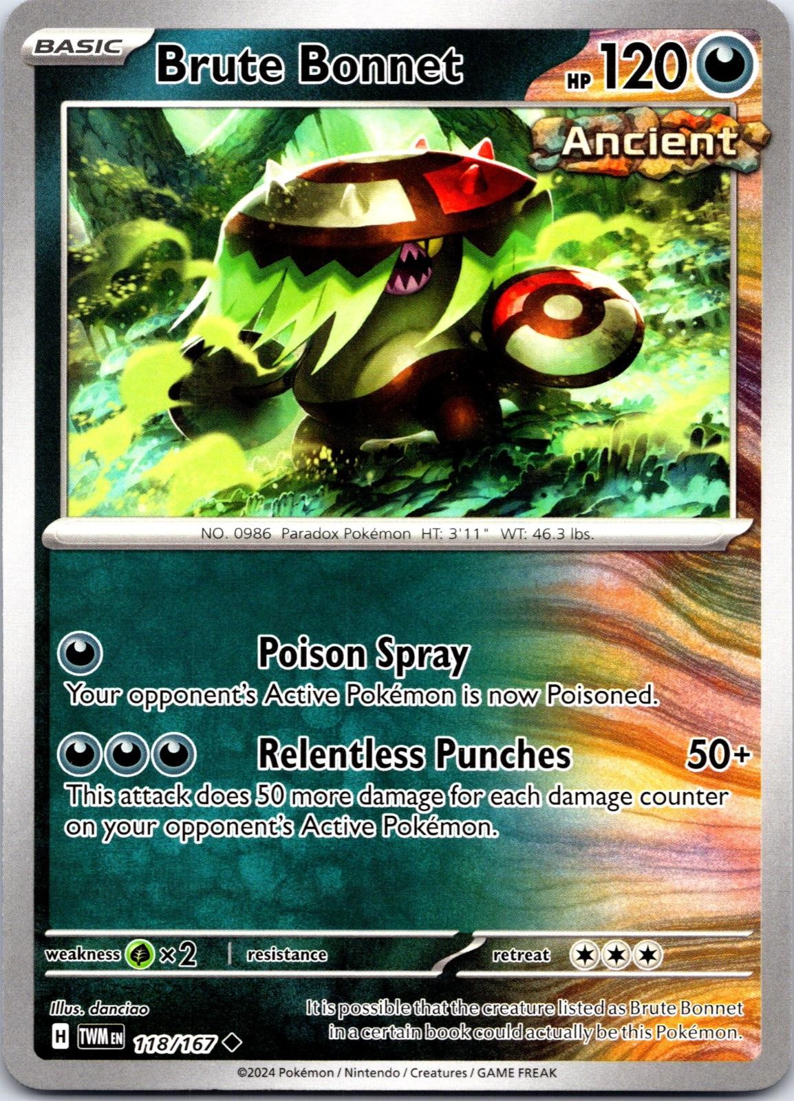 Brute Bonnet 118/167 Uncommon Twilight Masquerade Pokemon NM