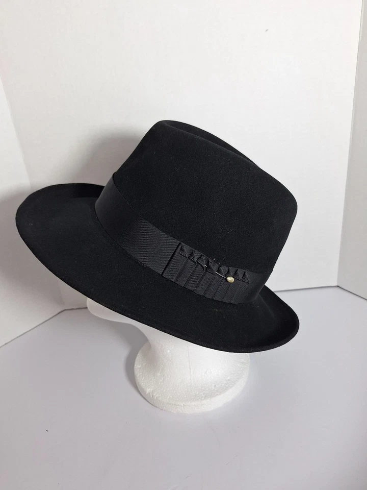 Vtg 1950's Dobb's Hanover Square Whippet Style Hat 7 1/4" Black Fedora Classic - Image 3 of 4