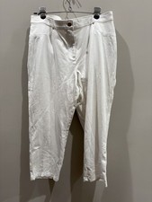 Chico's Women's Capri Pants Size 2 Crop White Stretch Flat Front Mid Rise