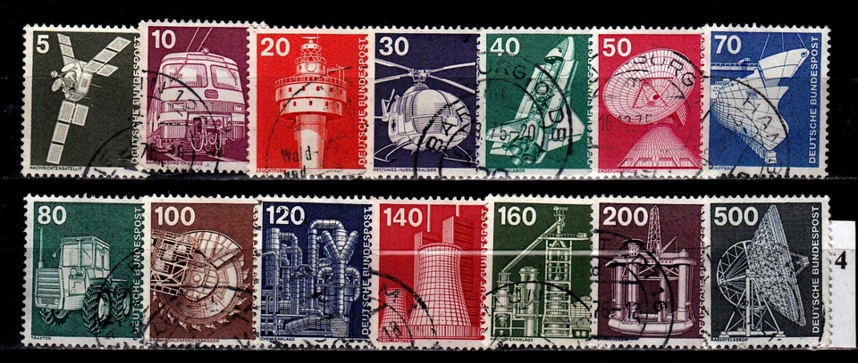 BRD 1975: Mi.Nr. 846 - 859 "Industrie + Technik" sauber gestempelt, siehe Bild 4 - Bild 1 von 1