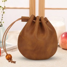 Mini Drawstring Wallet Genuine Leather Coin Purse Money Pocket Pouch Small Bag f