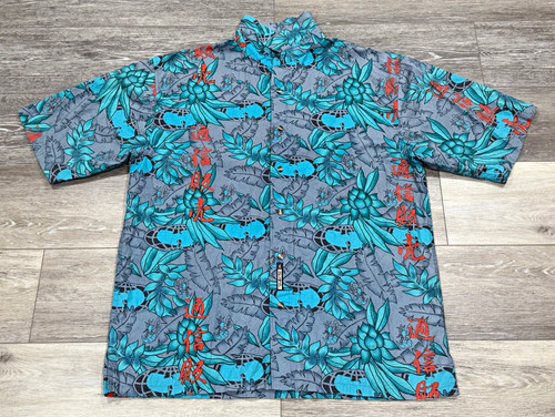 Men Vintage 90s Wu Wear Killer Bees Button Up Hawaiian Type Shirt Size L