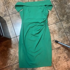 Vince Camuto Women's Green Off The Shoulder Cocktail Dress Size 14