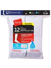 Hanes Men's Over-the-Calf Tube Socks, 12-Pack – Double Tough, Durable & Soft Fit