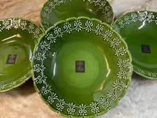 Maioliche Jessica PASTA BOWLS Italy Christmas Holiday Embossesd Set Of 4 New