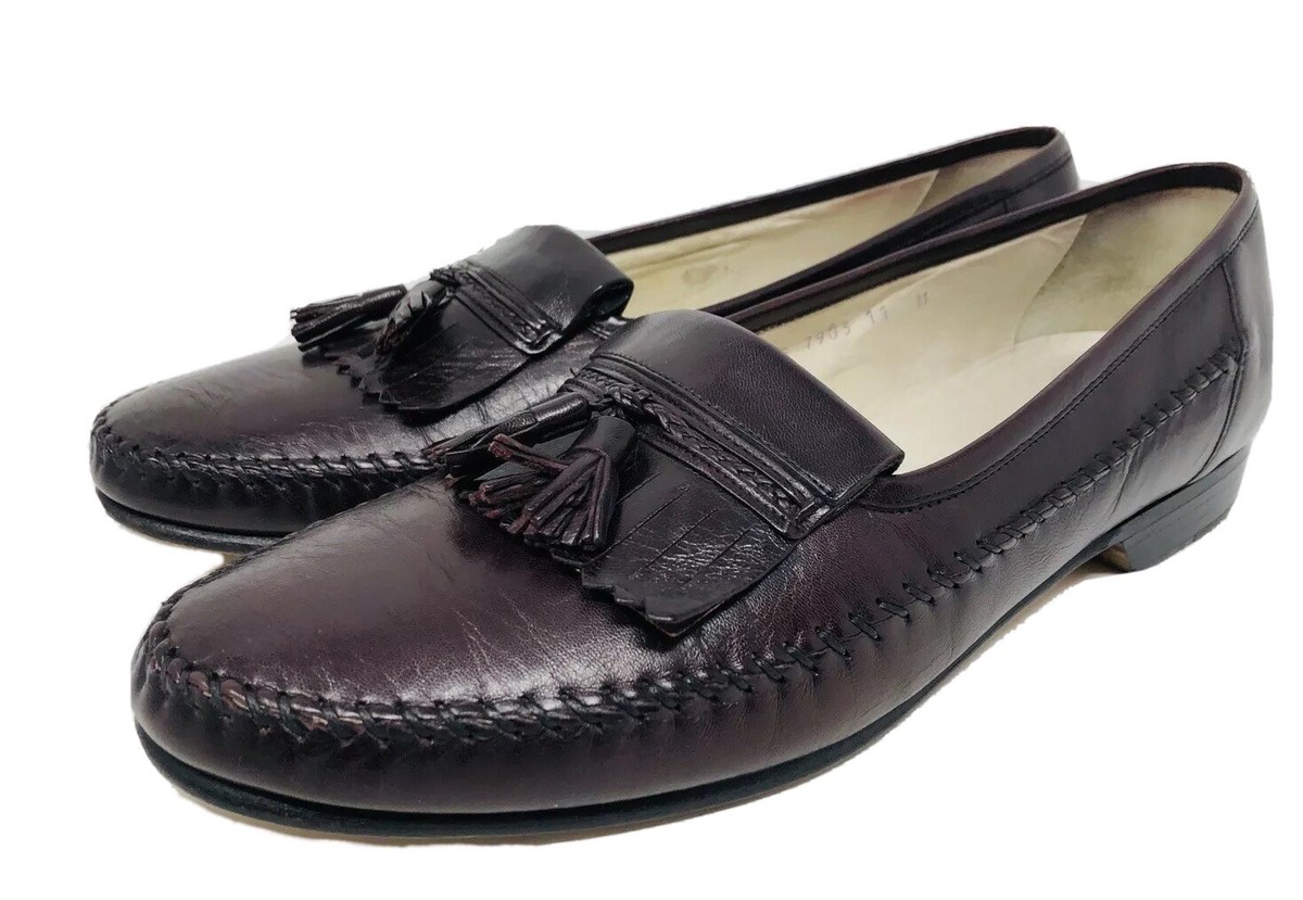Johnston & Murphy Mens Loafers 8.5 Burgundy Leather Kiltie Dress Shoes Italy Johnston & Murphy 10.5 M Tassel Kiltie Loafers Deep Burgundy  main image 4