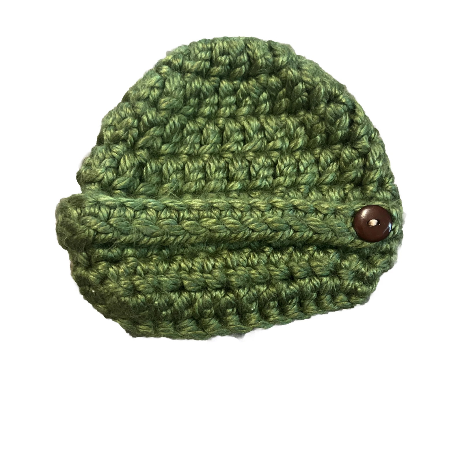 NEW handmade crocheted Green newborn baby hat yarn