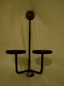 New Pottery Barn Rustic Double Pillar Candle Holder Wrought