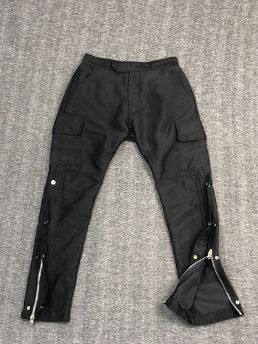 MNML Pants Mens 30 Black Cargo Utility Streetwear Snap Tapered Side Zipper - Picture 3 of 23