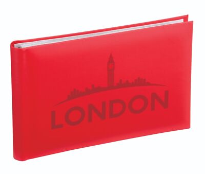 Kenro London rotes Fotoalbum für 6 Fotos 6x4''/10x15cm mit Memo Schreibraum