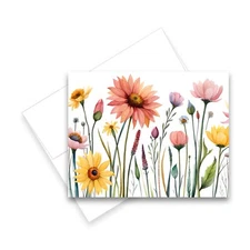 12 Watercolor Greeting Cards Blank with Envelopes - Wildflower Notecards
