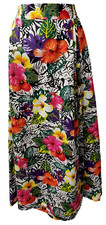 Vintage Floral Wide Leg Pants M L Hawaiian Skirted POCKET Beach Cruise USA Sears