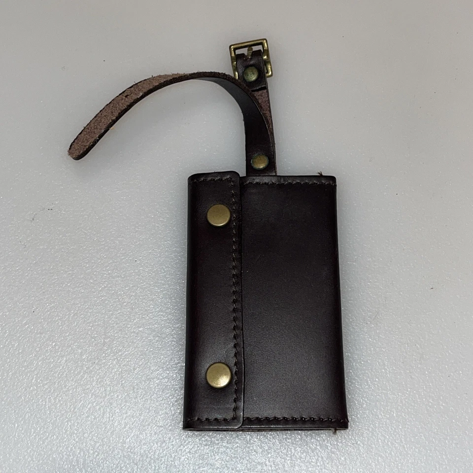 Hartmann Leather Luggage Bag Tag And Handle Original Button Dark Brown Belting - Image 4 of 4