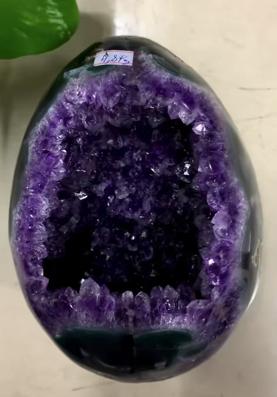 11.5LB Natural Amethyst Geode Quartz Crystal Dinosaur Egg Reiki Decor + STAND