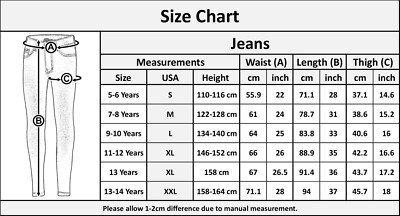 Kids Girls Skinny Dark Blue Jeans Denim Ripped Stretchy Pants