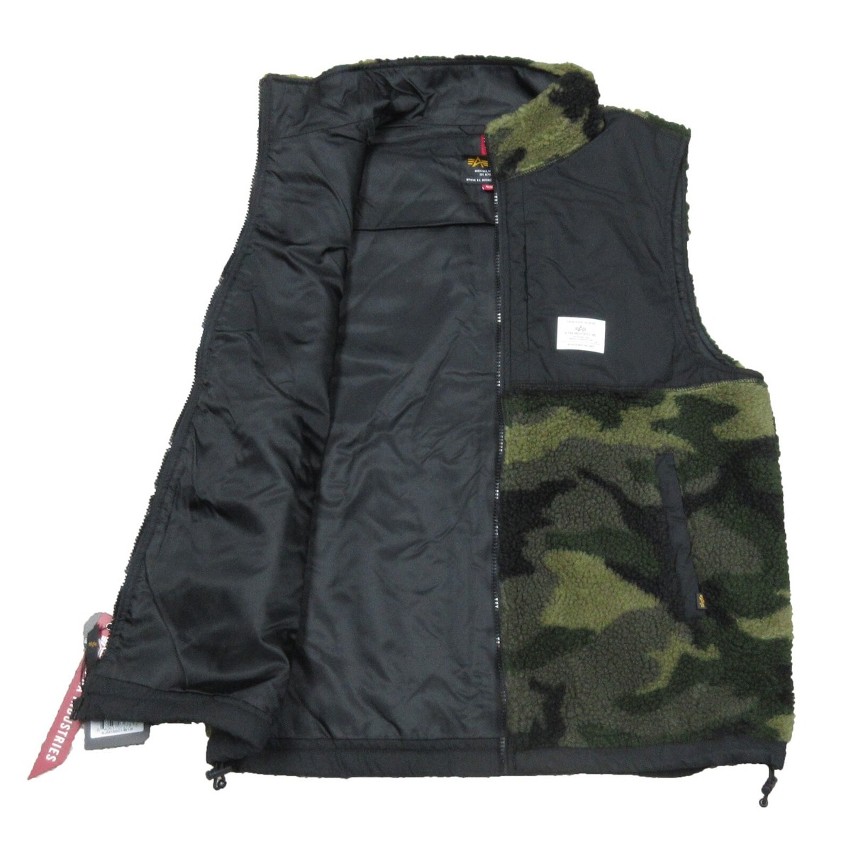 Alpha Industries Men's Woodland Camo Sherpa Utility Full Zip Vest