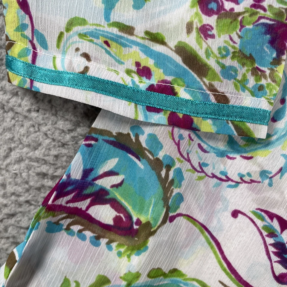 Tommy Bahama Top Womens SMALL Sheer Tunic Beach Coverup V-Neck Lightweight - Image 3 of 4