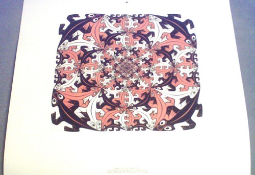 1975 M C ESCHER CALENDAR PRINT SMALLER AND SMALLER I EBay