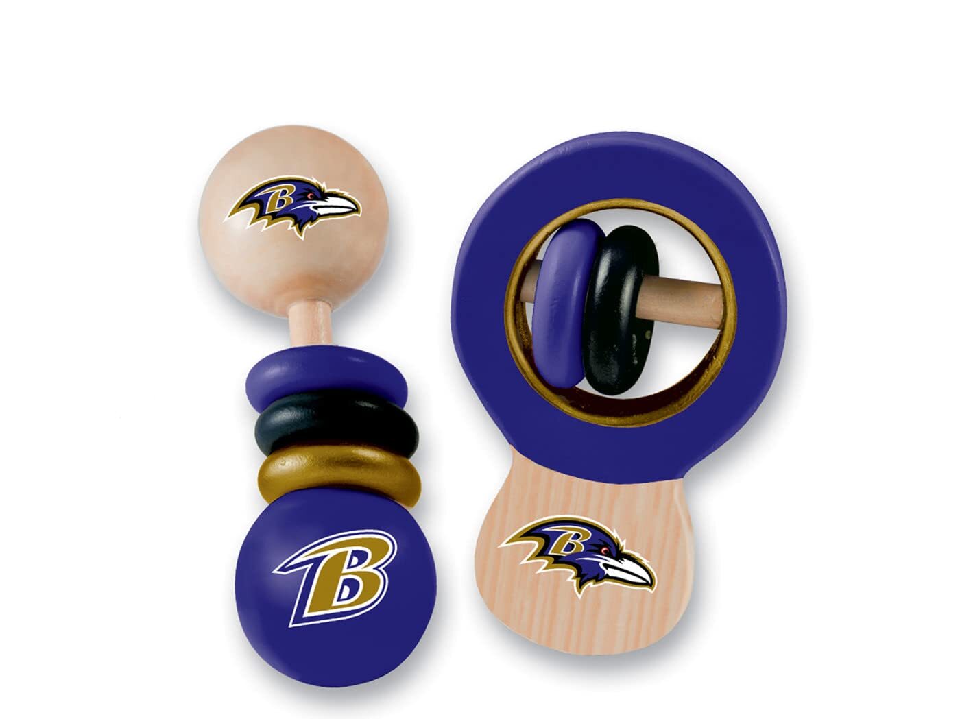 BabyFanatic Wood Rattle 2 Pack - NFL Dallas Cowboys - Officially Licensed Baby T