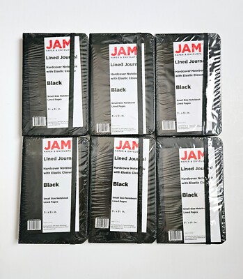 JAM Lined Journal Hardcover Notebook w Elastic Band 100 Pages 3.5 x 5.5 LOT of 6
