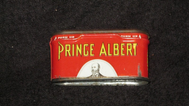 PRINCE ALBERT TOBACCO VINTAGE VERTICAL POCKET  TOBACCO TIN LITHO MATCH SAFE