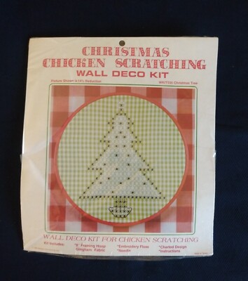 Vtg Wang's Int. Christmas Chicken Scratching Wall Deco Kit 1983. Open/Ripped PKG
