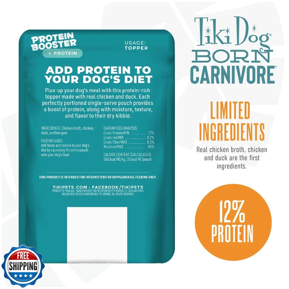 Tiki Dog Born Carnivore Protein Booster Dog Food Topper, Chicken and Duck Rec - Image 2 of 4