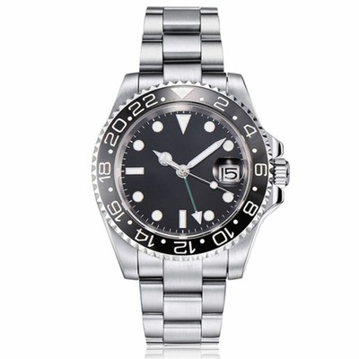  43MM Sterile Schwarz GMT Saphirglas Datum Automatisch Drehlünette Men's Watch