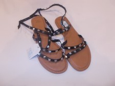 Time and Tru Women's Size 9W Black Studded Gladiator Sandals