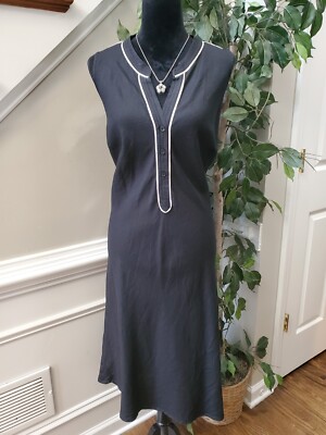 Ashley Stewart Women's Black Linen V-Neck Sleeveless Knee Length Dress Size  12W | eBay