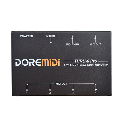 DOREMiDi Aluminum THRU-6 Pro MIDI Box Controller Spliter 6 Channels MIDI Spliter