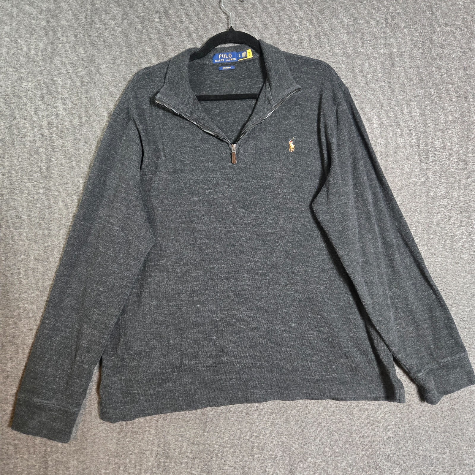 Polo Ralph Lauren maglione uomo L grigio estate costina carne pony maglia zip felpa