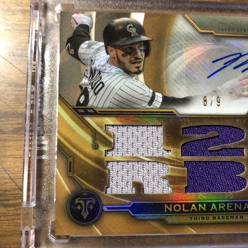 NOLAN ARENADO 2019 TOPPS TRIPLE THREADS TRIPLE PATCH AUTOGRAPH AUTO #8/9!! - Picture 4 of 5