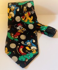 1996 Disney Looney Tunes Golf Tie Bugs Bunny, Daffy Duck And Taz Golf Silk Tie